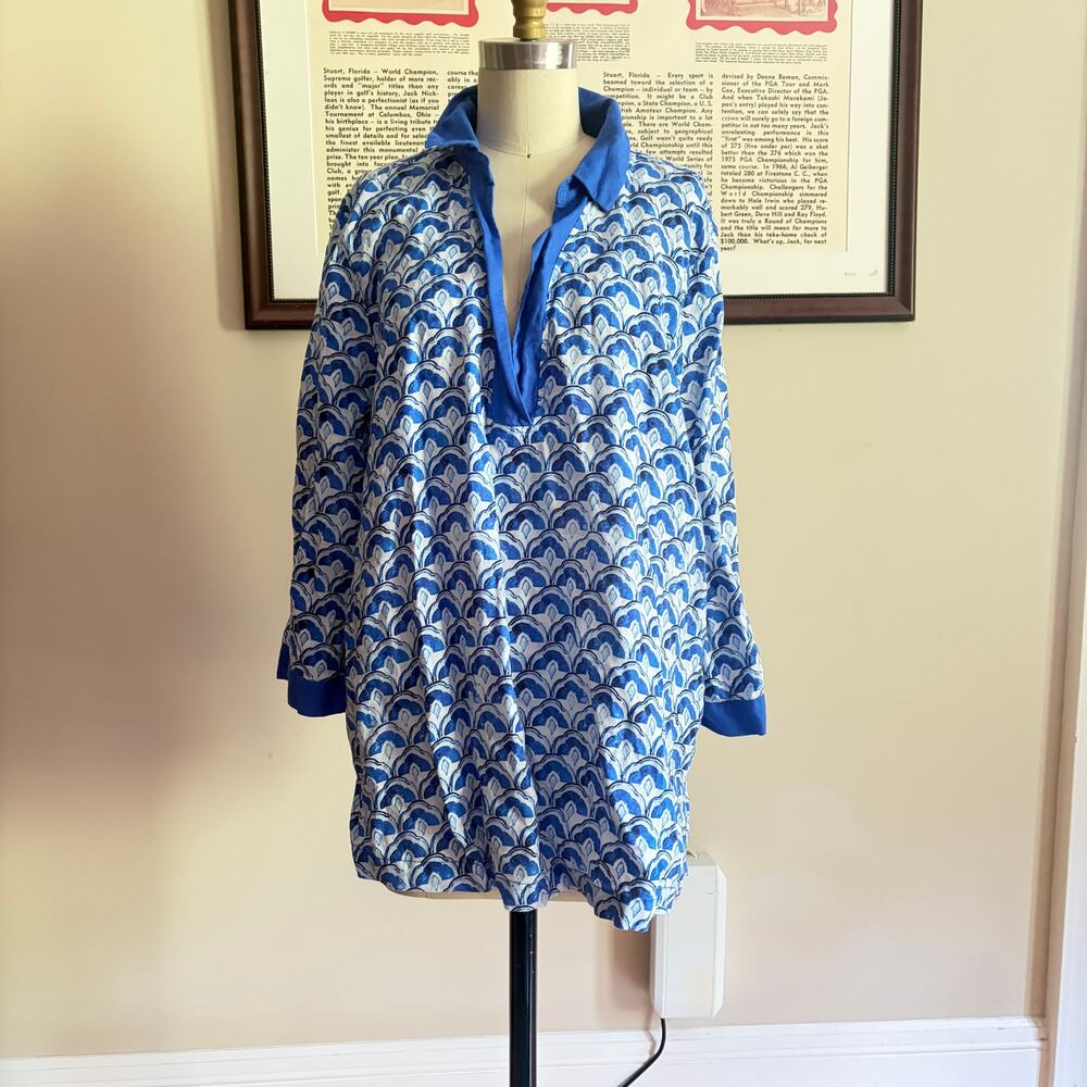 Sigrid Olsen Linen Tunic Size XL Geometric